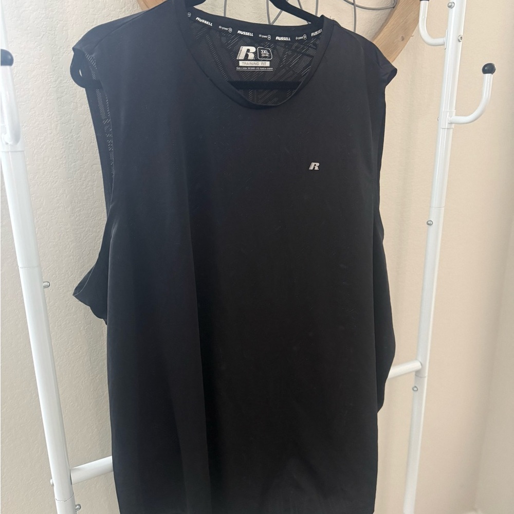 Russell Athletic Mens Sleeveless Training Shirt Black Dri Power 3XL Gym Fit